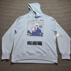 Jujutsu Kaisen Hoodie Mens Large Blue New Gojo Itadori Graphic Sweatshirt JJK